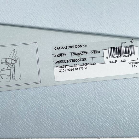 Prada Bicolor Velvet Block-heel Chunky Platform Sandal In Black-Tabacco IT 40 - Picture 13 of 13